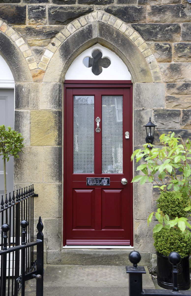 Kingston entrance door finished in Burgundy