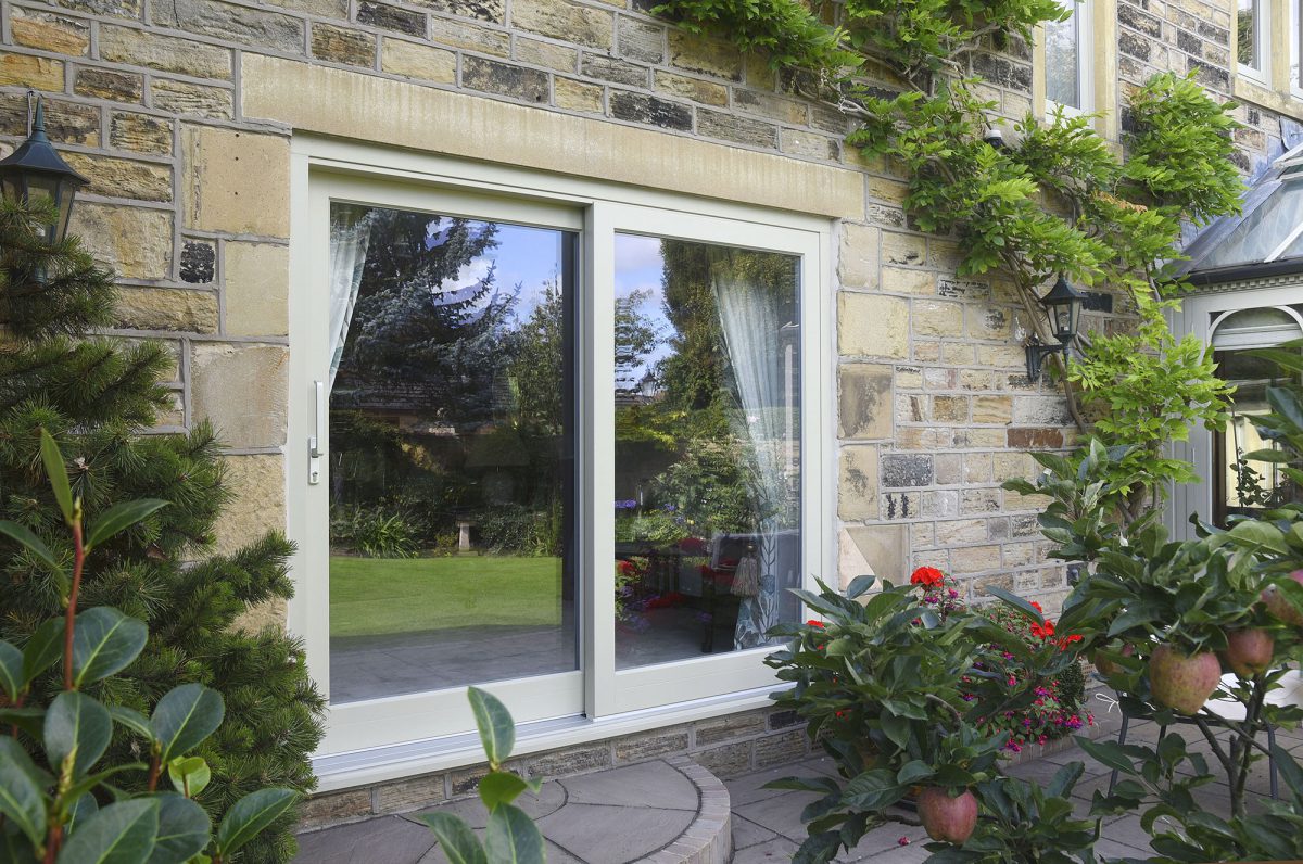 New timber patio doors in French Grey
