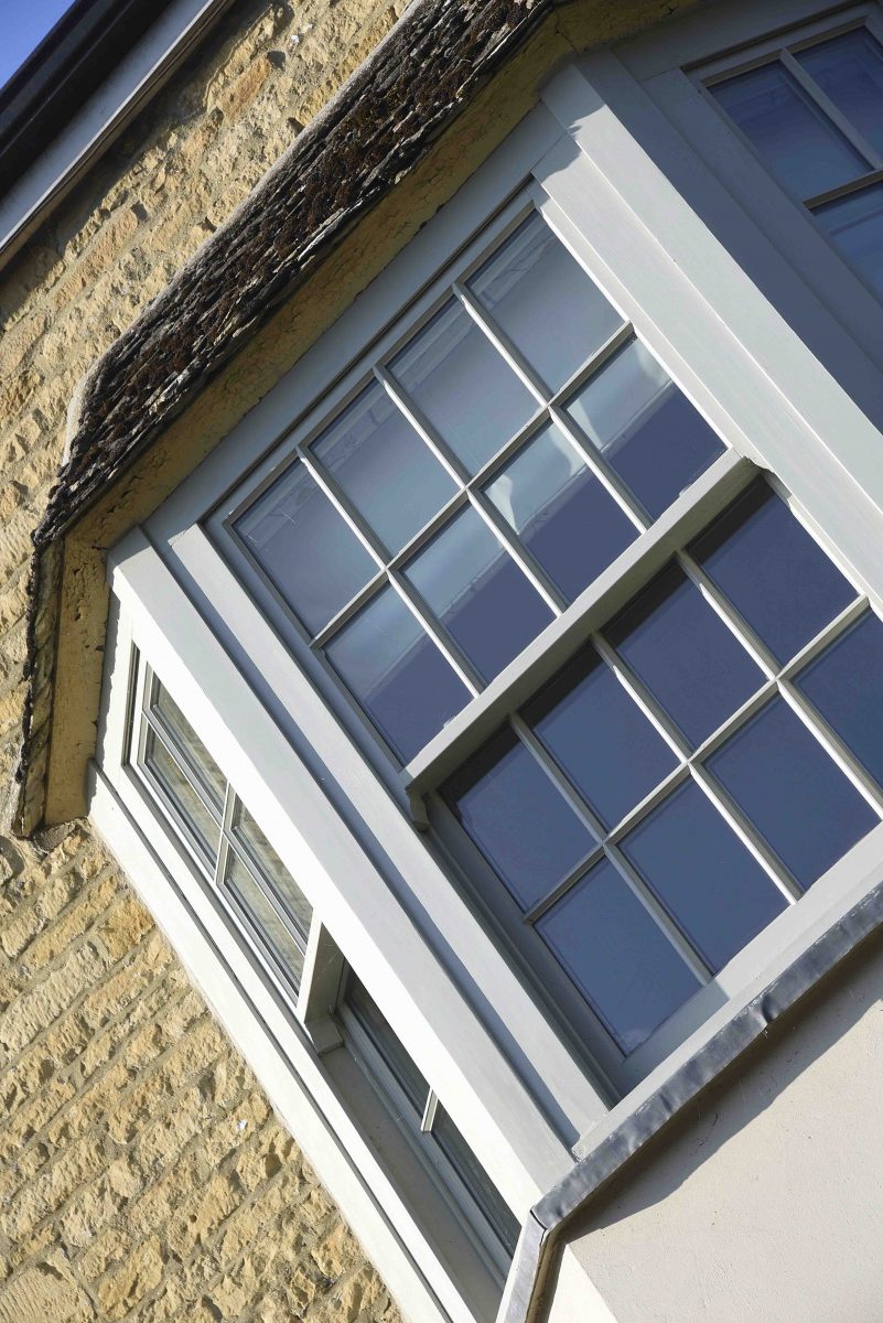 Sash windows in French Grey in Cotswold property