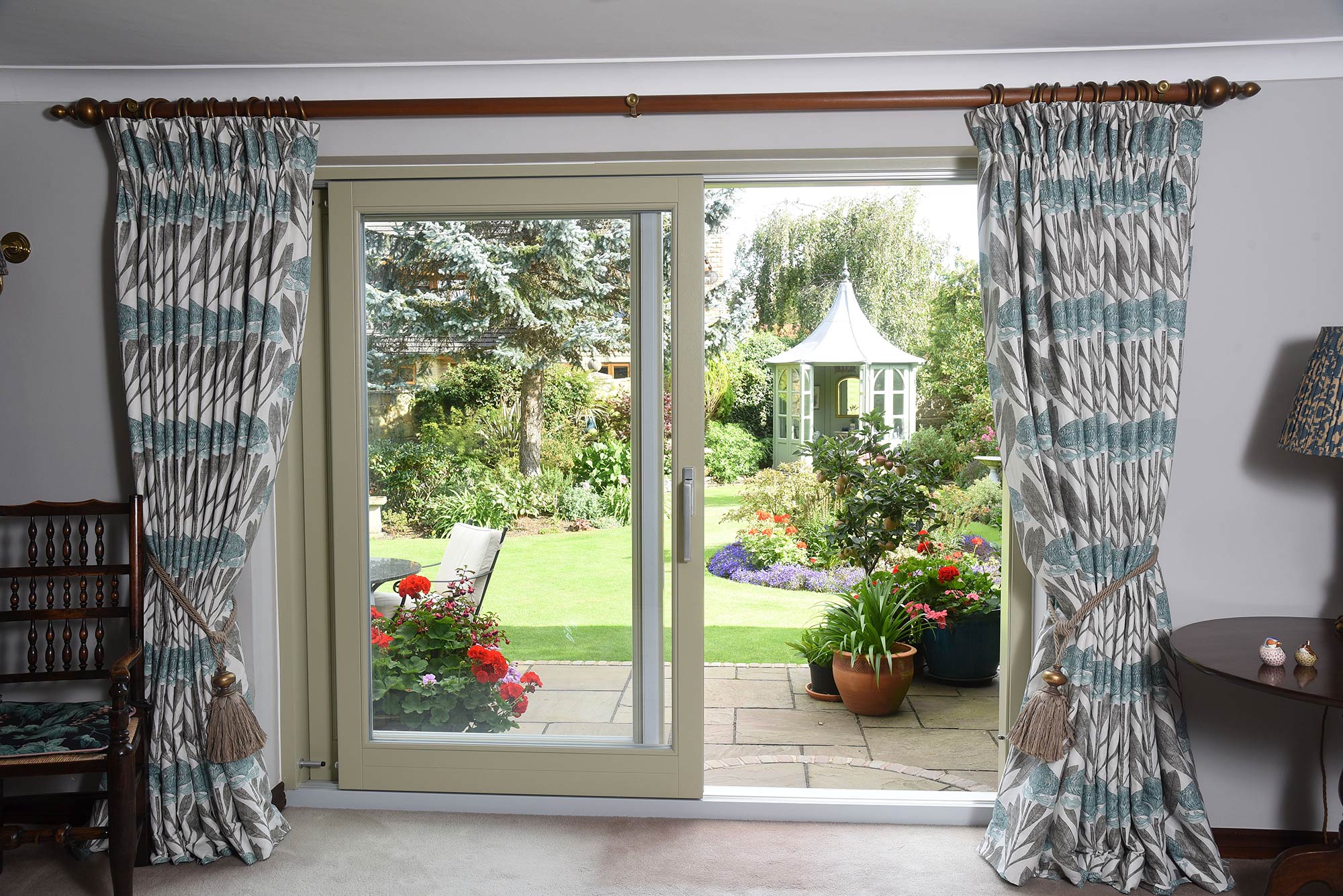 an open set of sliding doors